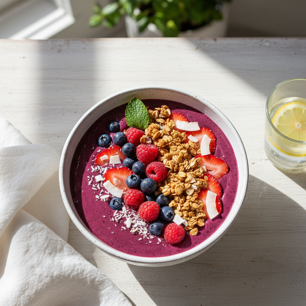 Health food smoothie bowl photography