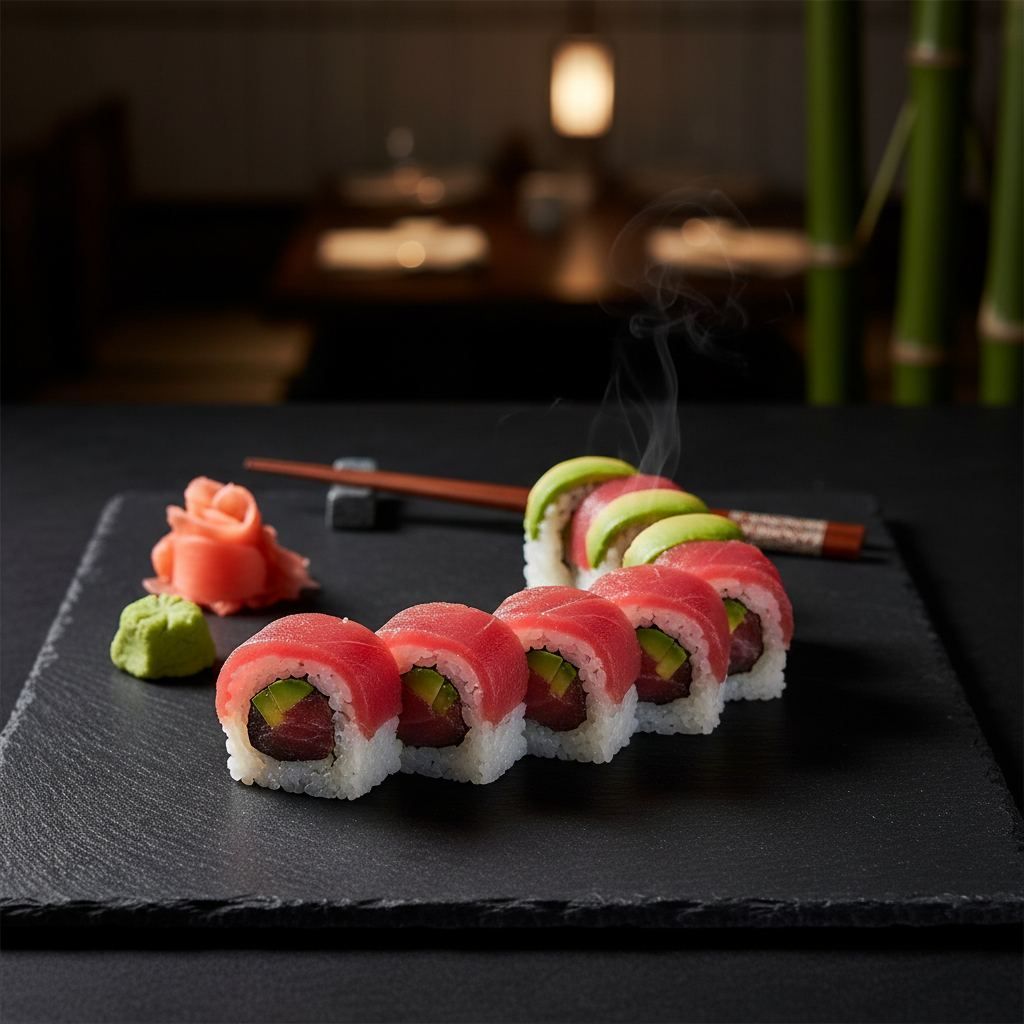 Elegant sushi restaurant photography