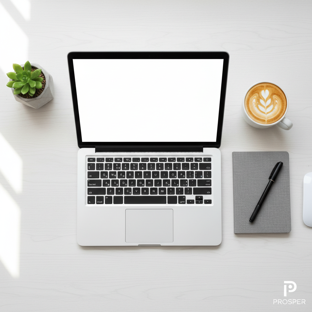 Minimalist workspace flat lay